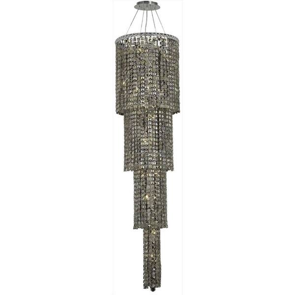 Elegant Lighting 18-Light Chrome Chandelier with Golden Teak Smoky Crystal