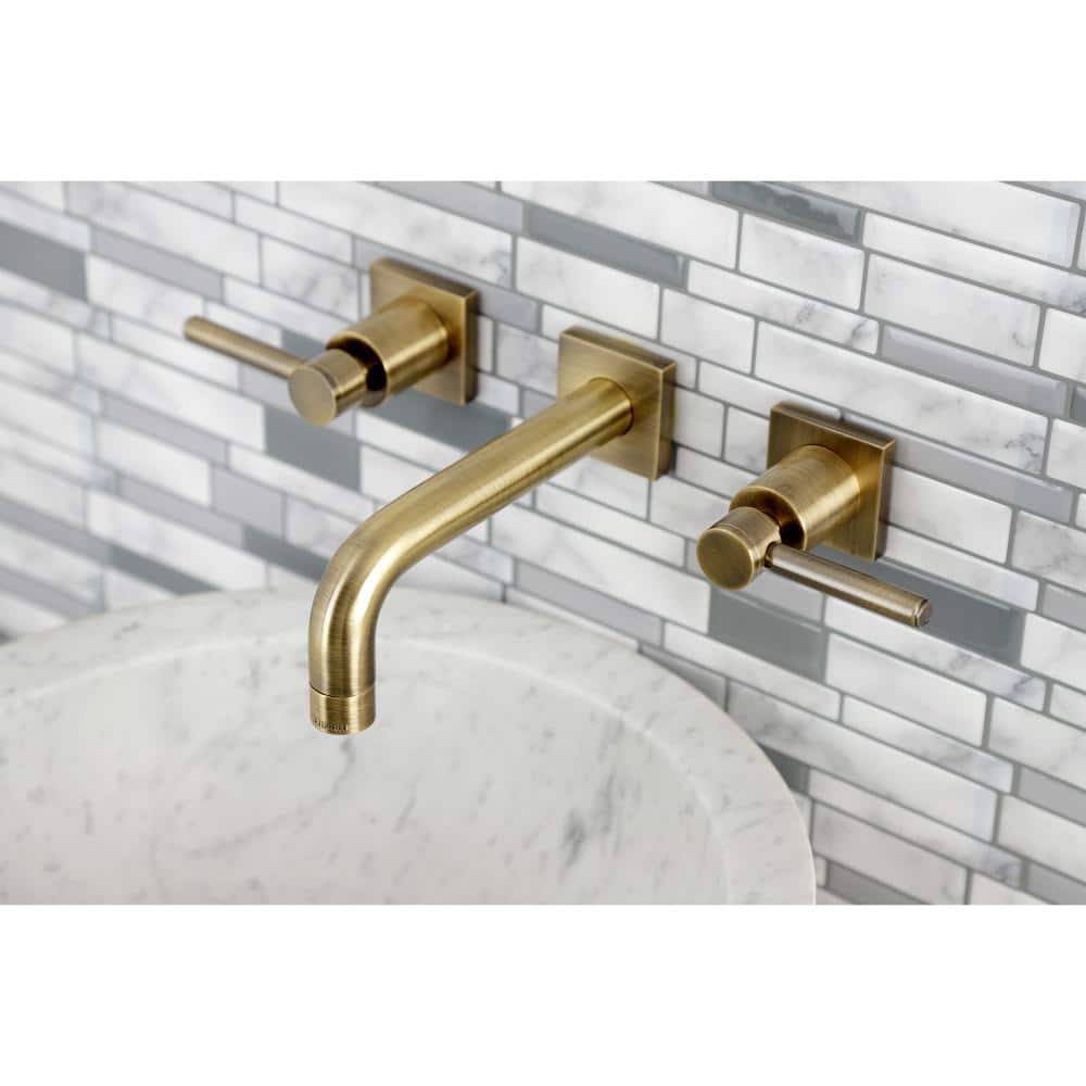 Concord Matte Black and Brass Modern Wall Mount Bathroom Faucet