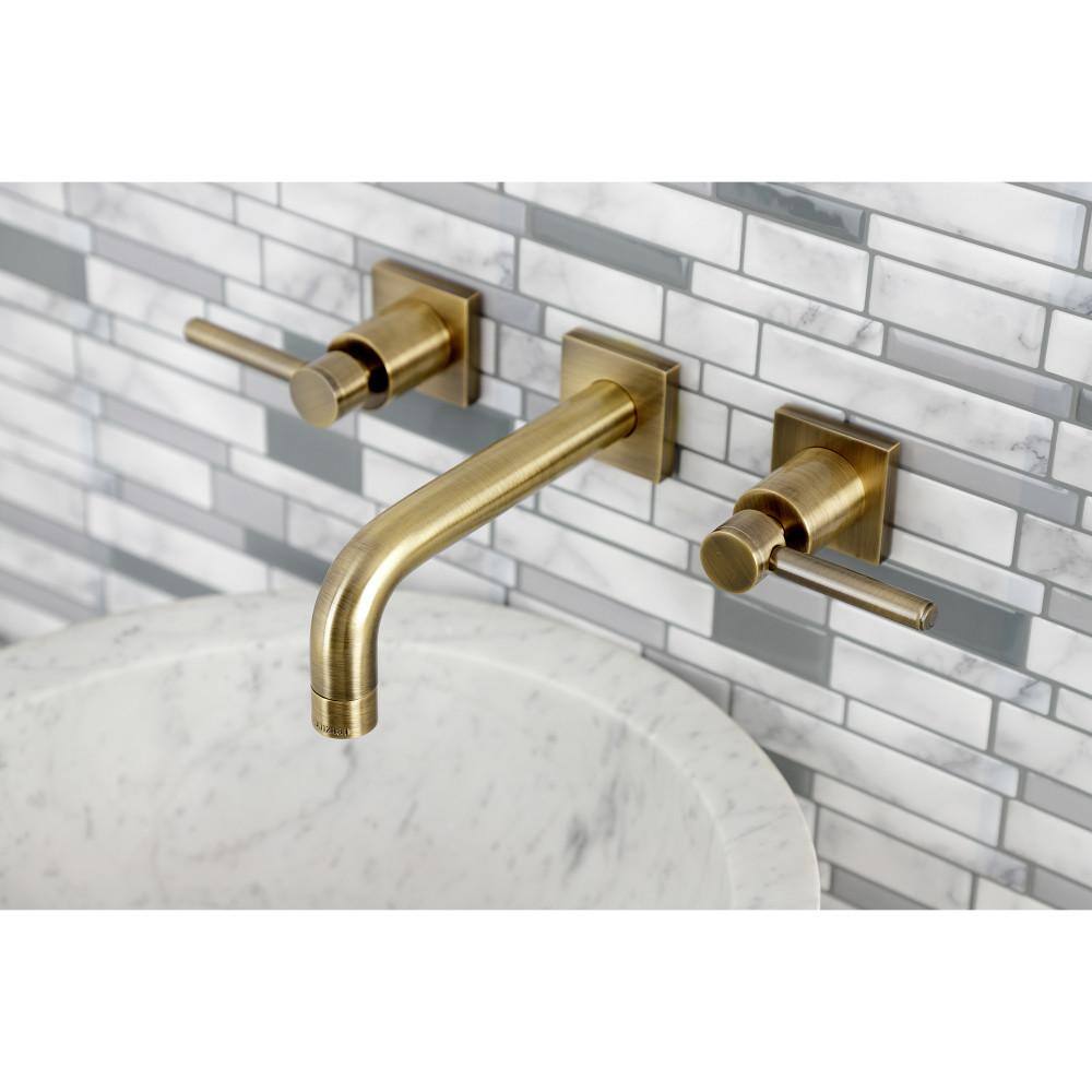 Concord Matte Black and Brass Modern Wall Mount Bathroom Faucet