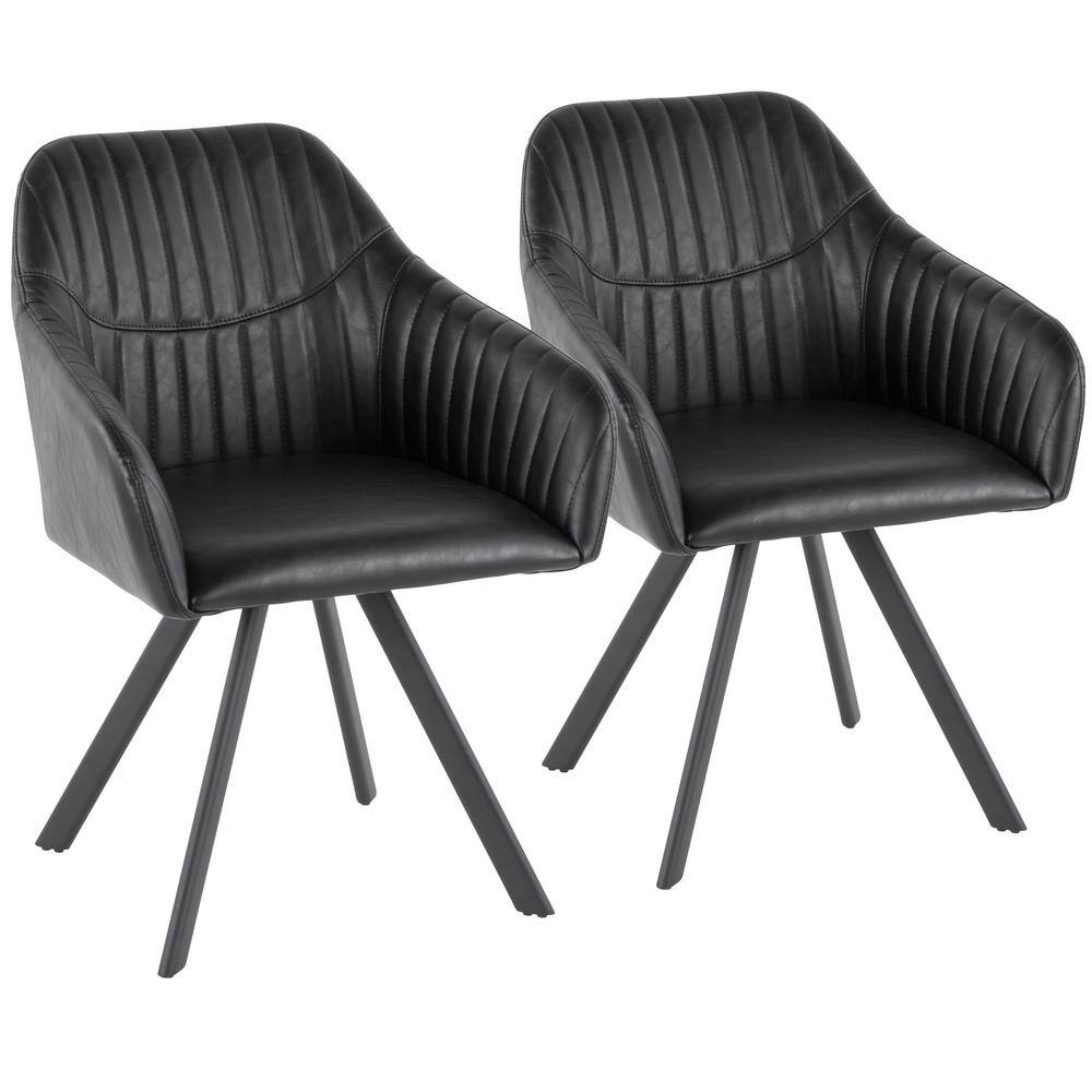 Modern Splayed-Leg High Chair in Black Faux Leather
