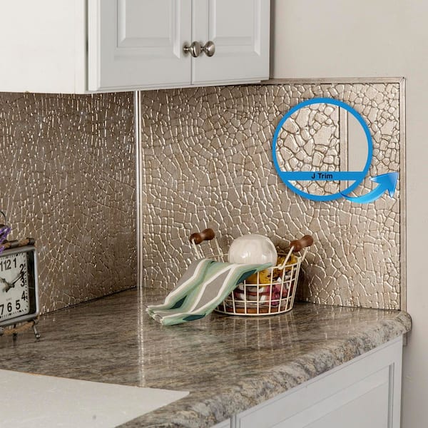 Vintage Metal 18 in. PVC J Trim Backsplash Accessory