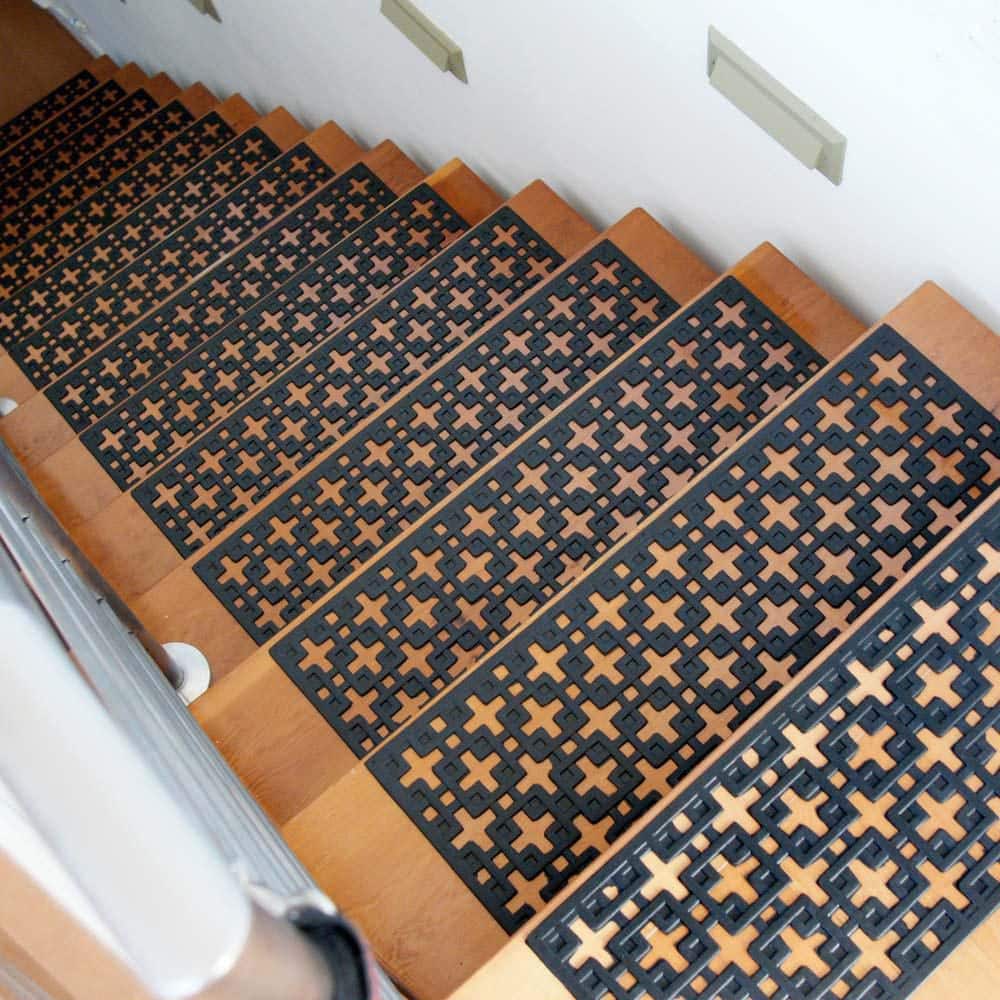Black Rubber Non-Slip Stair Tread Set of 6
