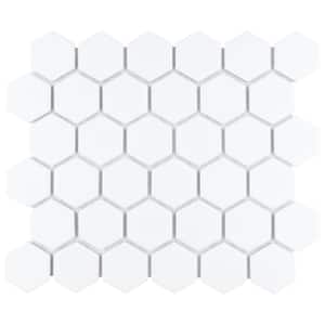 Hudson Due 2" Hex Matte White 10-7/8 in. x 12-5/8 in. Porcelain Mosaic Tile (9.7 sq. ft./Case)
