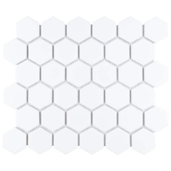 Merola Tile Hudson Due 2" Hex Matte White 10-7/8 in. x 12-5/8 in. Porcelain Mosaic Tile (9.7 sq. ft./Case)