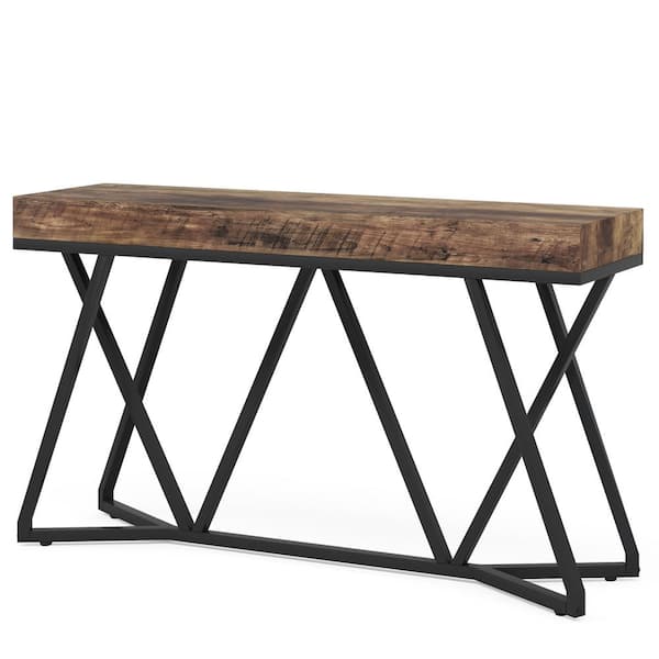 TRIBESIGNS WAY TO ORIGIN Benjamin 55 in. Brown Black Rectangle Wood Console Table Behind Sofa Entryway Couch Accent Wall Table Home Office