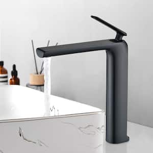 Exquisite Single Handle Single Hole Bathroom Faucet with Spot Resistant in Matte Black