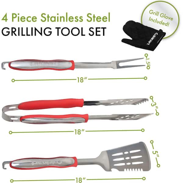 Cuisinart Premium 10-Piece Stainless Steel Grill BBQ Tool Set +