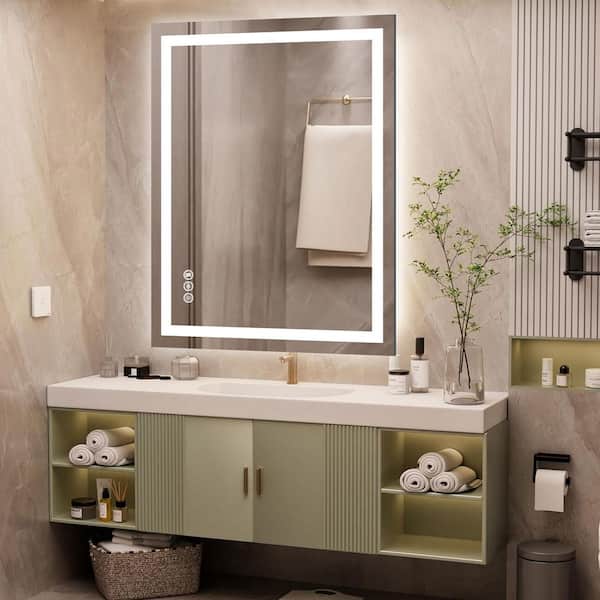 LuxHomez 30 in. W x 40 in. H Frameless Rectangular Anti-Fog