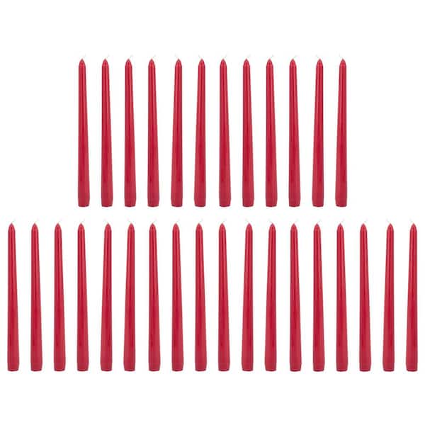A & B Home Red Unscented  Soy Wax Taper Candles - (Set of 30)