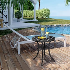 All-weather Black Aluminum Patio End Table Outdoor Side Table