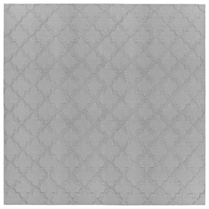 Quatro Silver 12 ft. x 12 ft. Cut-loop Trellis Area Rug