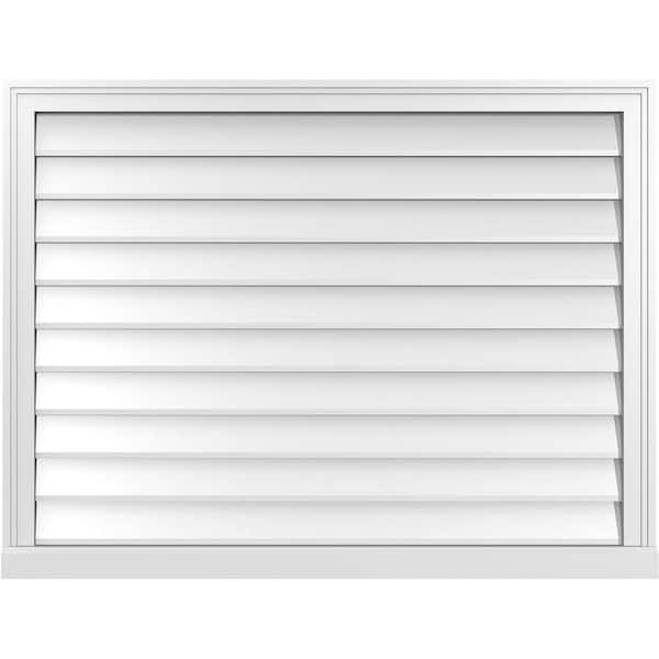 Ekena Millwork 42 in. x 32 in. Vertical Surface Mount PVC Gable Vent: Decorative with Brickmould Sill Frame
