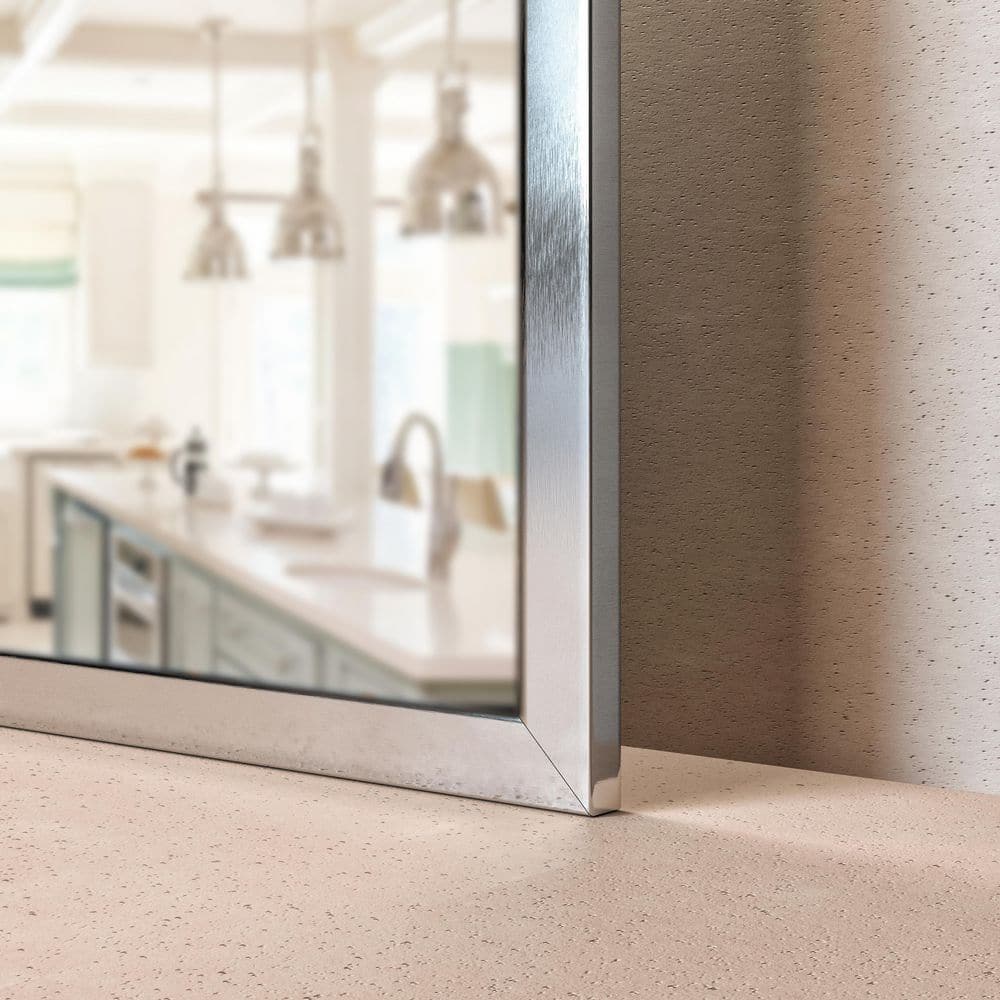 Elegant Brushed Wood 72" Rectangular Bathroom Vanity Mirror