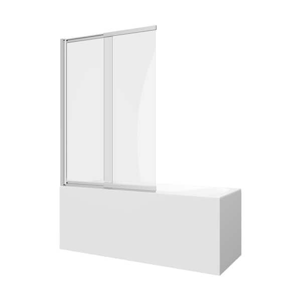 A&E Barbados 39-3/8 in. x 55-1/8 in. Framed Sliding and Pivoting Bathtub Door in Polished Chrome without Handle