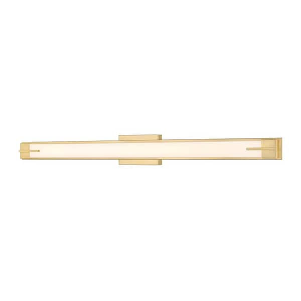 Unbranded Chase 43 in. 1-Light Modern Gold LED Vanity with Gloss Opal Shade