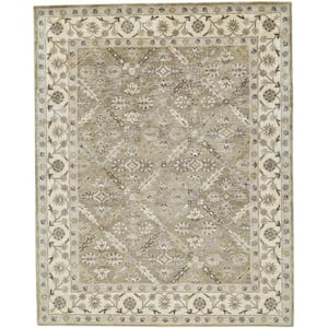 2 X 3 Green Brown And Taupe Abstract Area Rug