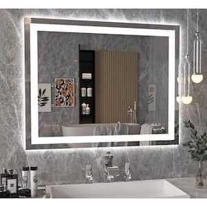 40 in. W x 32 in. H Small Rectangular Frameless LED Light Dimmable Anti-Fog wall mount Bathroom Vanity Mirror