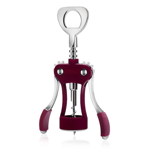 1-Piece Purple Zinc Alloy Multifunctional Wine Opener with Ergonomic Non-Slip Wing Handle