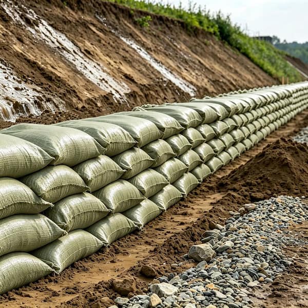 Wellco 16 in. x 27 in. Woven Green Sandbags with Tie Strings, UV