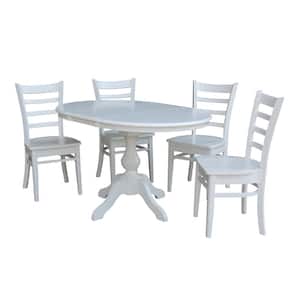 Sophia 5-Piece 36 in. White Extendable Solid Wood Dining Set with Emily Chairs