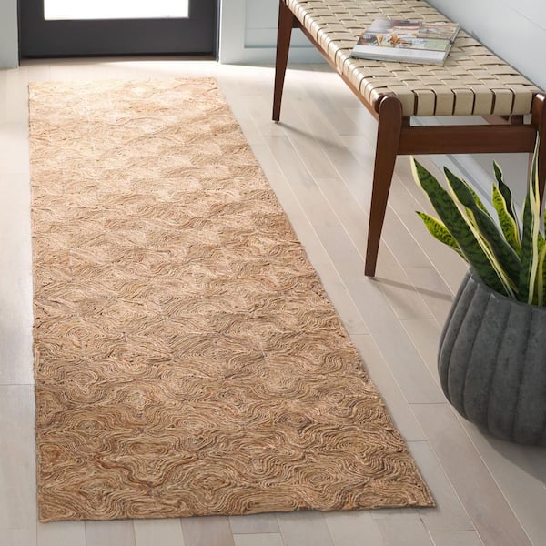Natural Fiber 2 ft. x 9 ft. Natural Floral Woven Runner Rug