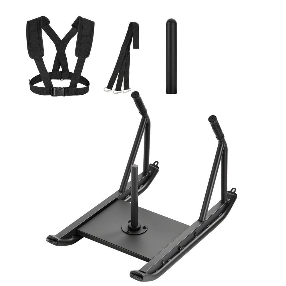 Weight Sled, Steel Power Sled, Fitness Strength Training Sleds for Athletic Exercise Speed Improvement, Black