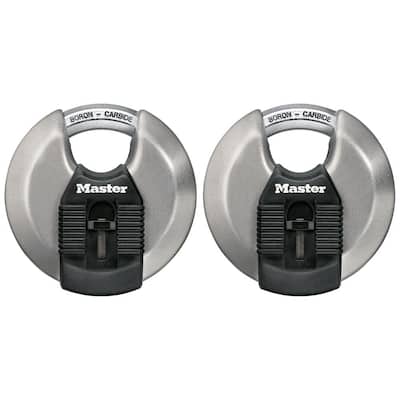 Heavy Duty Outdoor Shrouded Padlock with Key, 3-1/8 in. Wide, 2 Pack