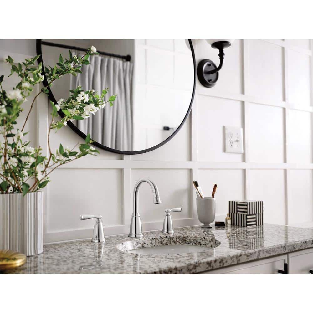 Polished Chrome Double Handle Widespread Bathroom Faucet