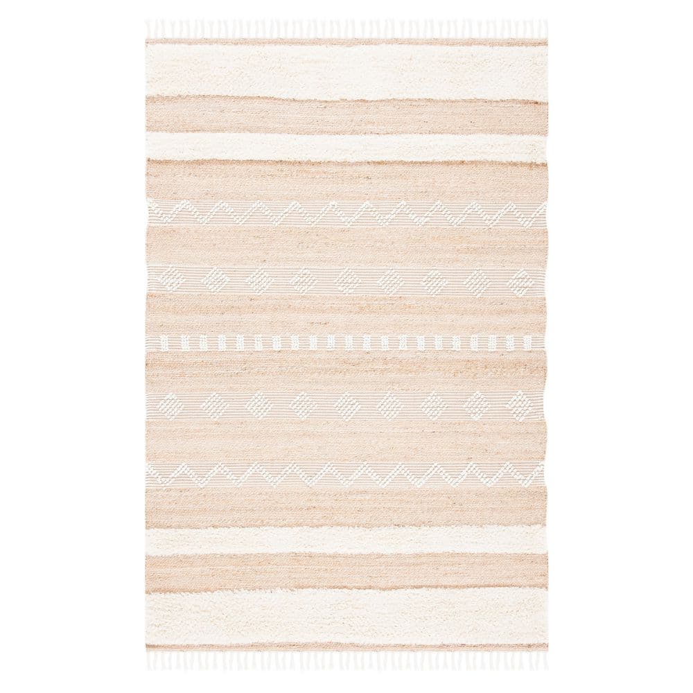 SAFAVIEH Natura 3 ft. x 5 ft. Natural/Ivory Diamond Striped Area Rug ...