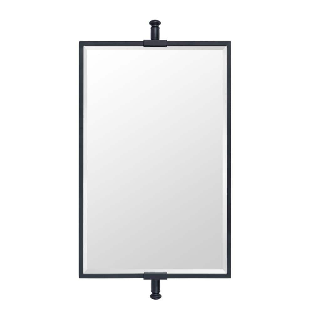 Matte Black Rectangular Stainless Steel Wall Mounted Bathroom Vanity Mirror