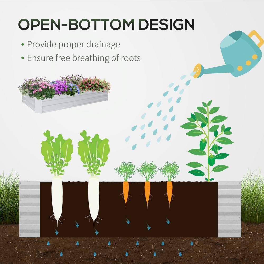 Outsunny Steel Raised Garden Bed with Clear Plastic Greenhouse Cover