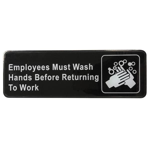 3 in. x 9 in. Plastic Employee Must Wash Hand Sign