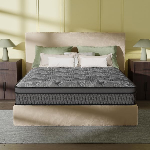 King Size Medium Firm Gel Memory Foam 14 in. Innerspring Pillow Top Hypoallergenic and Cooling Mattress