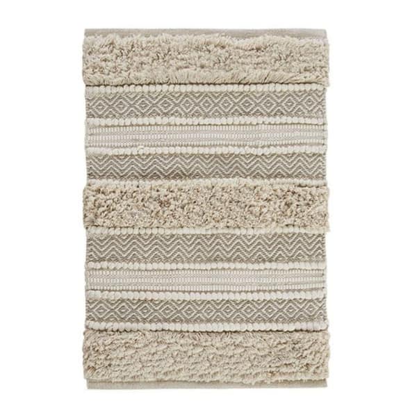 Woven Texture Stripe Bath Rug Natural Beige 22 in. x 58 in. Area Rug