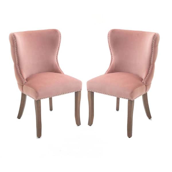 wetiny Pink wing-back dining chair (Set of2)