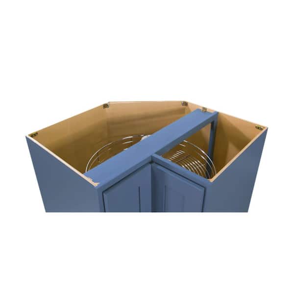 LIFEART CABINETRY Lancaster Blue Plywood Shaker Stock Assembled Lazy Susan Kitchen Cabinet (36 in. W x 34.5 in. H x 24 in. D)