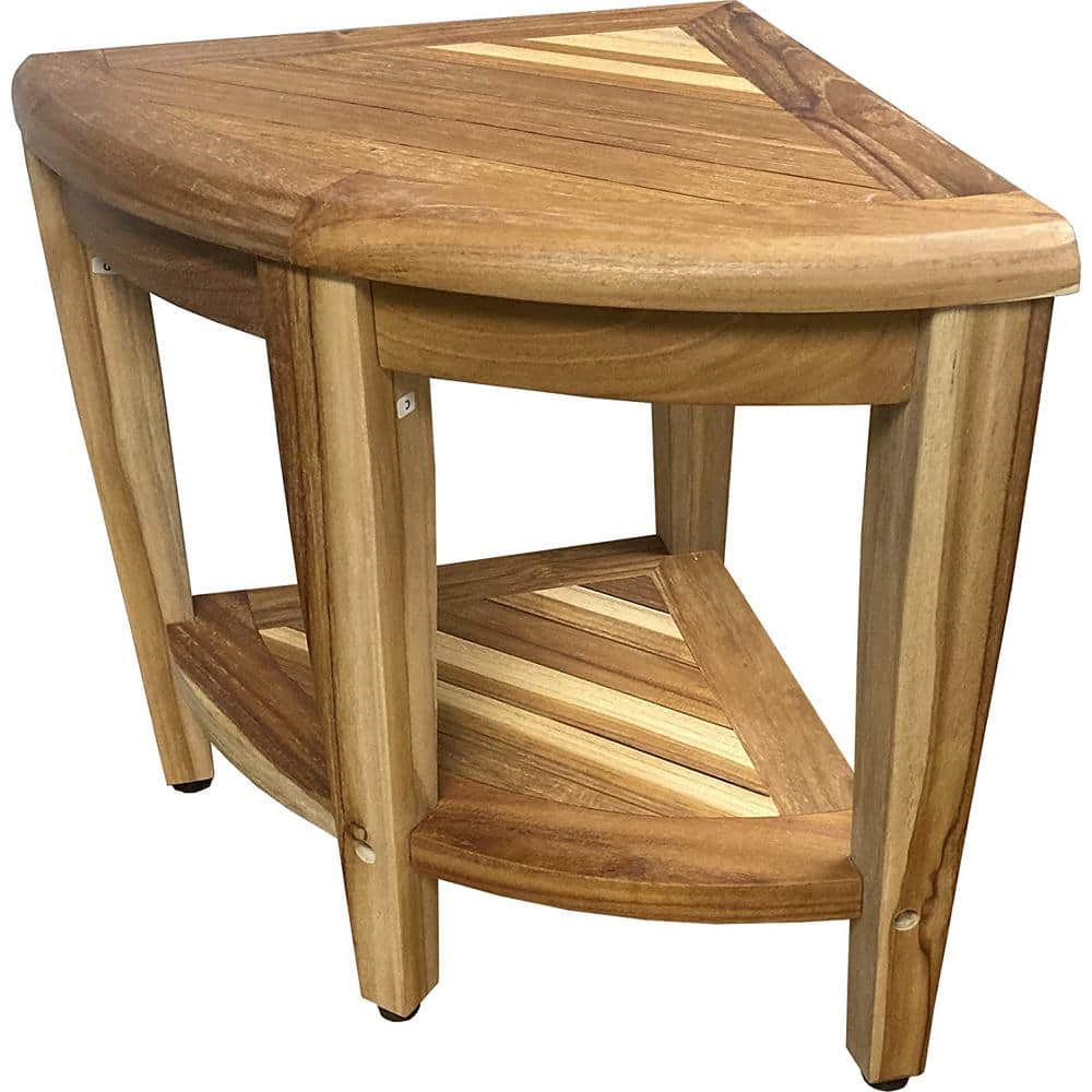 18" Tall Teak Corner Shower Shelf with Storage