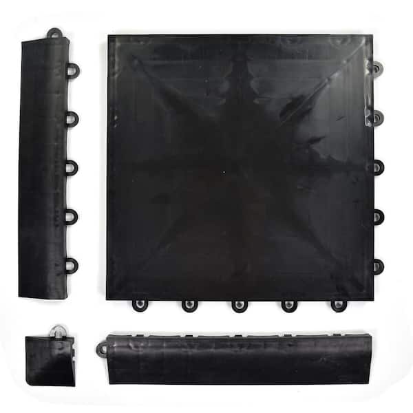 Greatmats Click Tile Black 2-3/8 in. x 2-3/8 in. x 5/8 in. Corner Ramp (Case of 4)