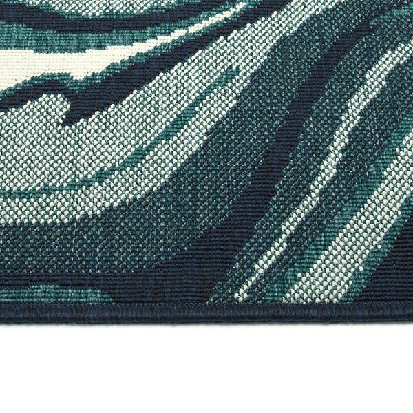 Pianta Collection Teal 5'3" x 7'6" Rectangle Residential Indoor-Outdoor Area Rug