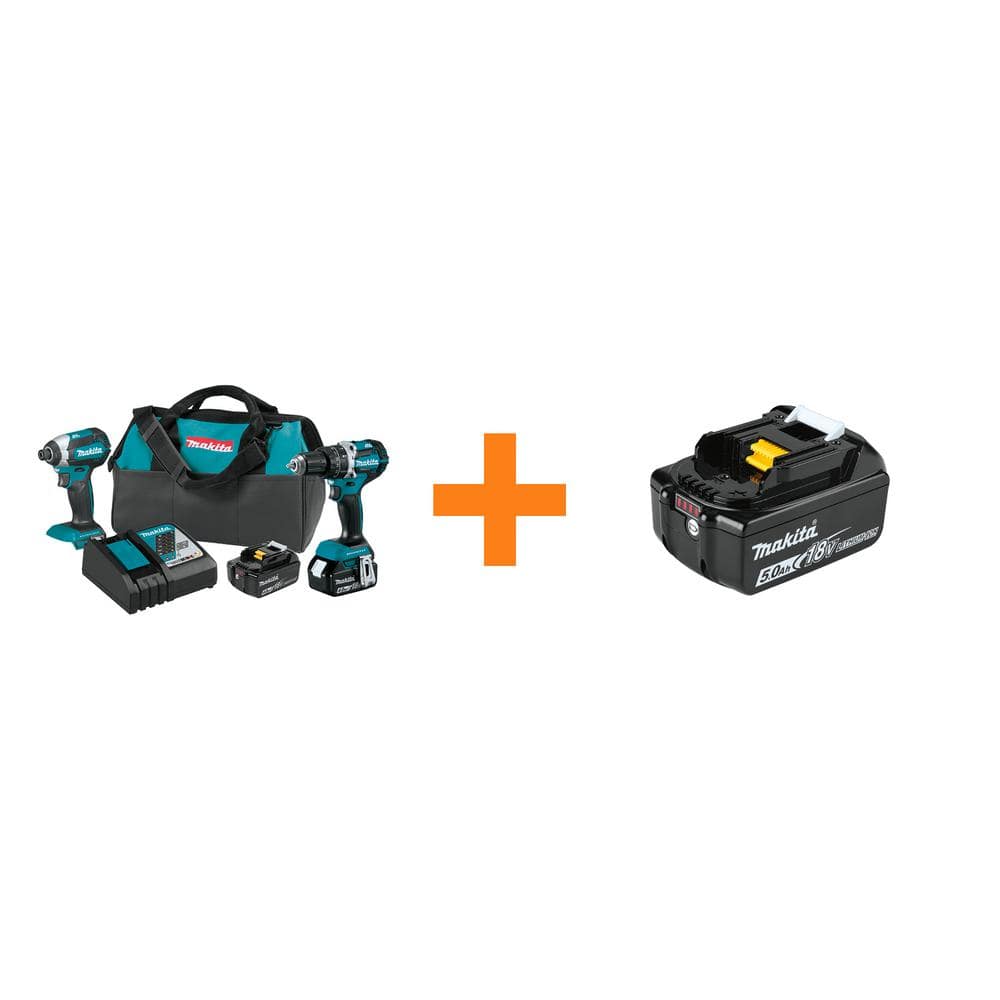 18V LXT Brushless Cordless 2-Piece Combo Kit with 4.0Ah/Bonus 18V 5.0Ah LXT Lithium-Ion Battery -  Makita, XT269M-BL1850B