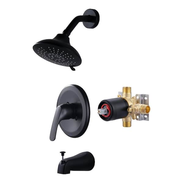 VEVETTA Single Handle 5-Spray Tub and Shower Faucet 1.8 GPM in. with 360° Swivel in. Matte Black（Valve Included）