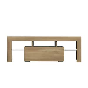 51.18 in. W Medium Wood Wooden TV Stand with LED RGB Lights TV's up to 60 in.