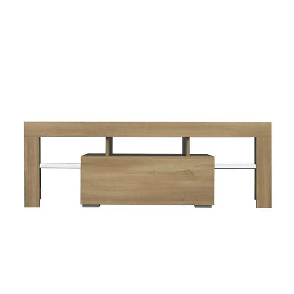 Seafuloy 51.18 in. W Medium Wood Wooden TV Stand with LED RGB Lights TV's up to 60 in.