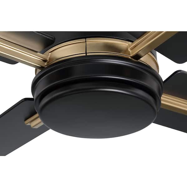 Teana 52 in. Indoor Tri-Mount Flat Black/Satin Brass Ceiling Fan, Integrated LED Light & 4 Speed Wall Control Included