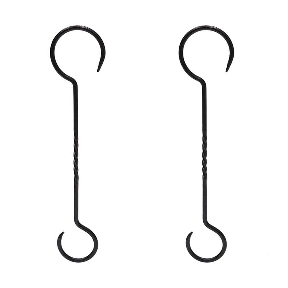 ACHLA DESIGNS 18 in. L Black Wrought Iron Hook Hanger Extenders with ...