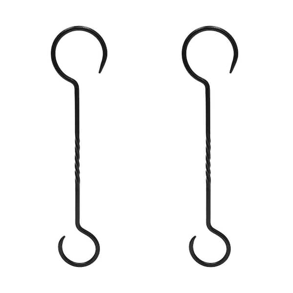 Achla Designs 18" L Black Wrought Iron Hook Extenders w/Twist (Set of 2), Powder Coated Finish, Home Accessory