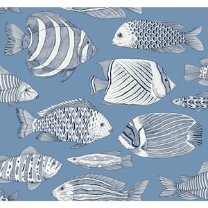 Wailea Sky Blue Tropical School Wallpaper Sample