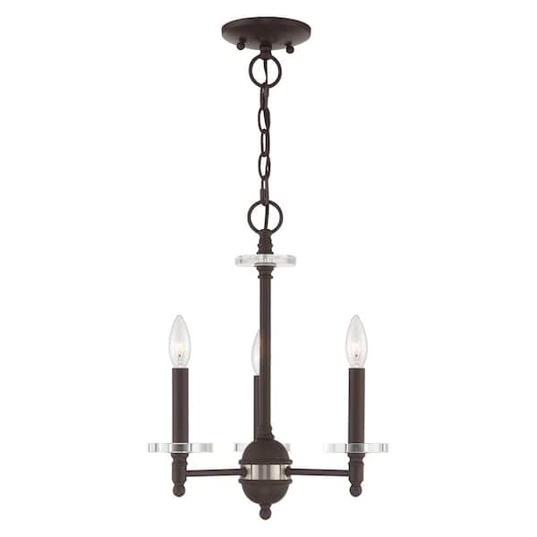 AVIANCE LIGHTING Rosecrest 3-Light Bronze Mini Chandelier with clear crystal bobeches