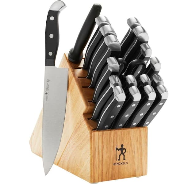 Aoibox 20-Piece Stainless Steel German Engineered Knife Set with Block in Natural