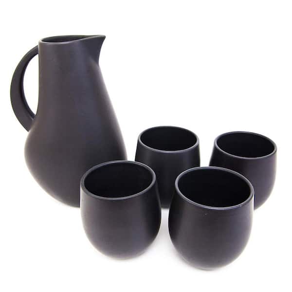 Carthage.Co La Marsa 5-Piece Large Ceramic Goblet Set, Basalt